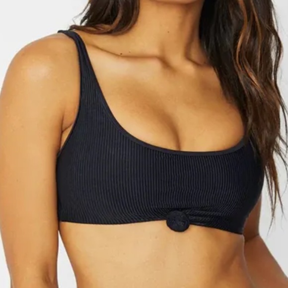 Frankie's Bikinis Greer Ribbed Front Knot Bikini Top
